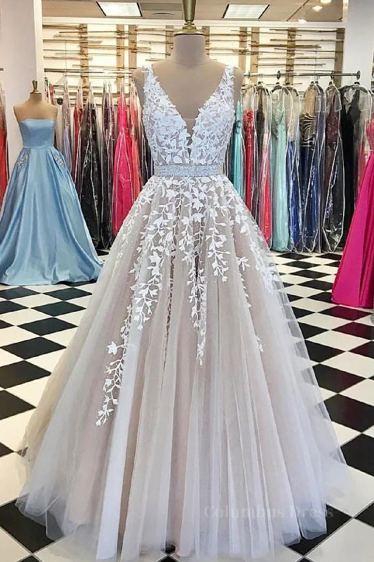 Deal Dash A Line V Neck Champagne Lace Corset Prom Dresses, Champagne Lace Corset Formal Evening Dresses outfit Deal Dash A Line V Neck Champagne Lace Corset Prom Dresses, Champagne Lace Corset Formal Evening Dresses outfit