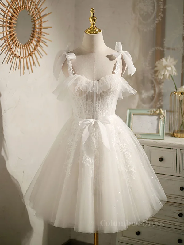 Amazing Deals Cute white tulle lace short Corset Prom dress, white Corset Homecoming dress outfit Amazing Deals Cute white tulle lace short Corset Prom dress, white Corset Homecoming dress outfit
