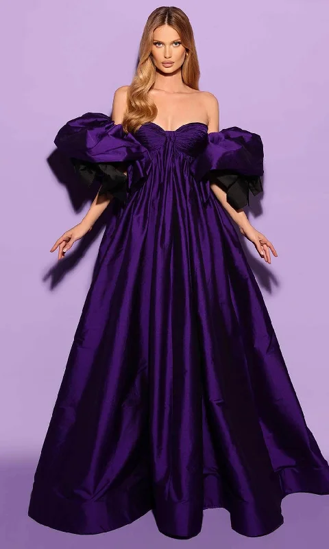 Limited Availability Tarik Ediz 53194 - Detachable Sleeve A-Line Evening Gown