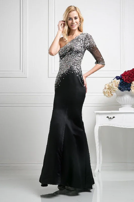 Mega Sale Sequined Asymmetric Trumpet Dress by Cinderella Divine 8789