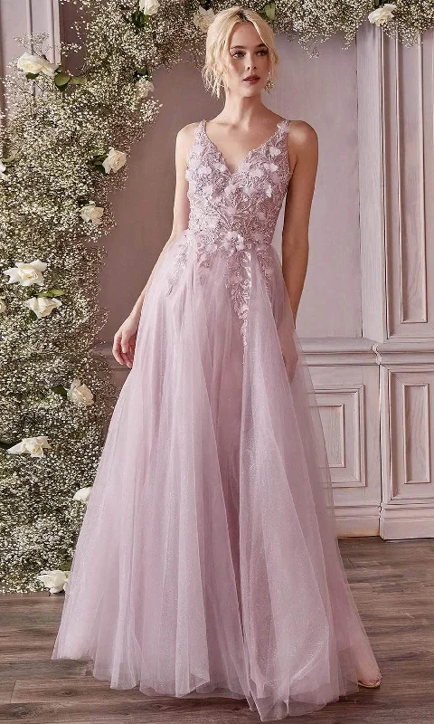 Limited Quantity Ladivine CD0181 - Floral Applique Prom Dress