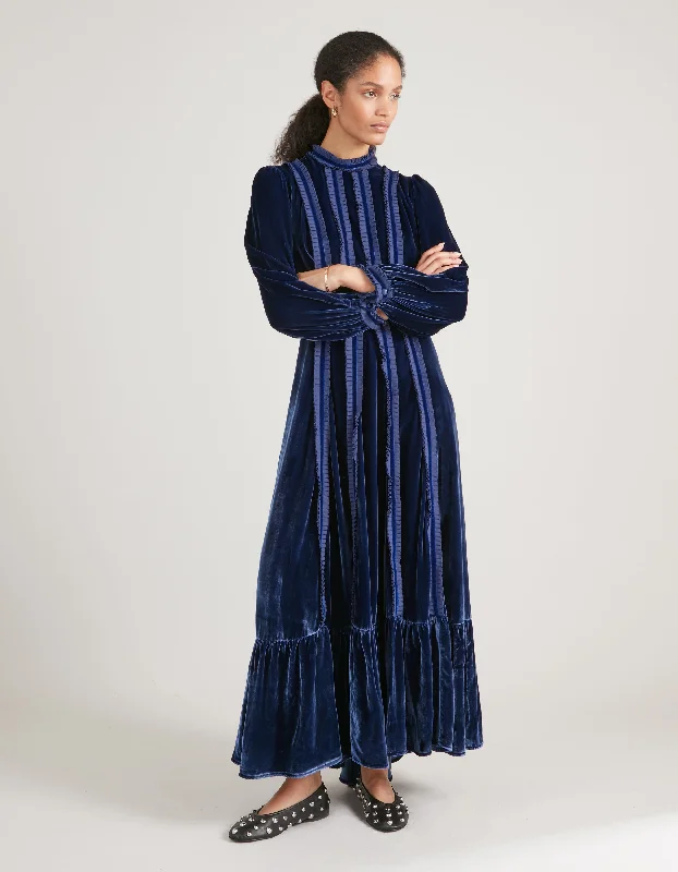 Midnight Madness Gigi Midnight Blue Velvet Maxi Dress