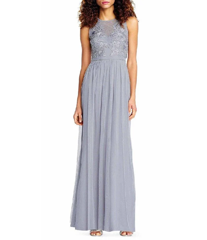 Clearance Sale Adrianna Papell - AP1E203102 Filigree Beaded Embroidered Tulle Gown