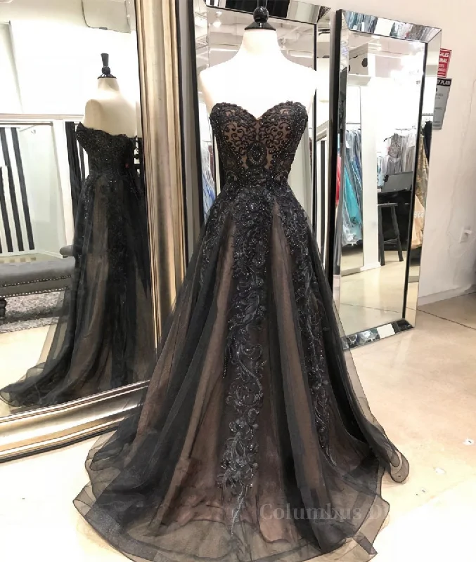 Epic Deals Black sweetheart neck tulle lace long Corset Prom dress, black evening dress outfit Epic Deals Black sweetheart neck tulle lace long Corset Prom dress, black evening dress outfit