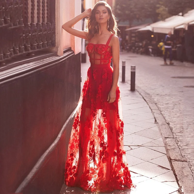 Discount Extravaganza Women's Summer Long Lace Sheath Dress