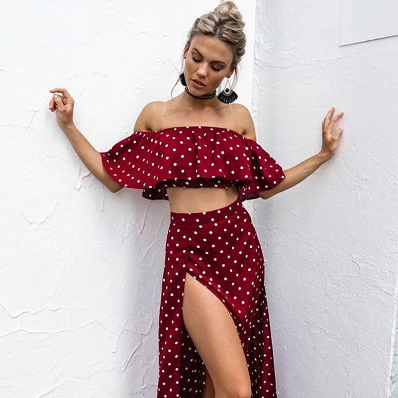Price Reduction Women's Summer Ruffled Two-Piece Chiffon Long Dress