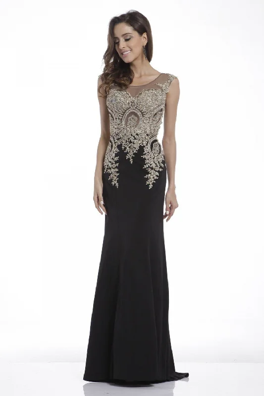 Super Deal Embellished Long Cap Sleeve Dress by Cinderella Divine 35