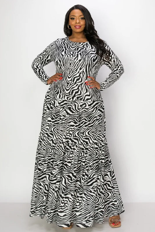 Amazing Deals Lia Zebra Print Tiered Maxi Dress
