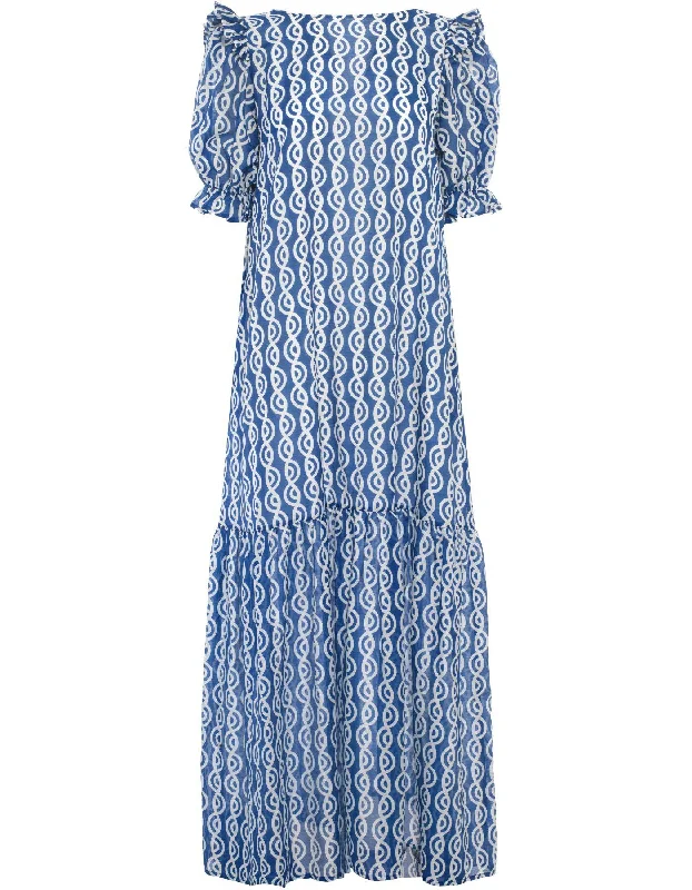 Deal Zone Riley Blue Twister Print Silk Voile Maxi Dress