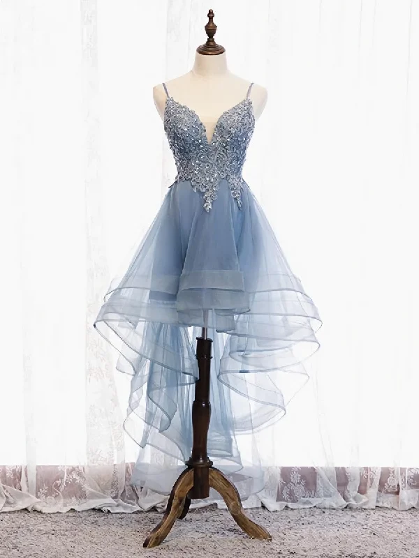 Bonus Savings V Neck High Low Blue Lace Corset Prom Dresses, Blue Lace High Low Corset Formal Evening Graduation Dresses outfit Bonus Savings V Neck High Low Blue Lace Corset Prom Dresses, Blue Lace High Low Corset Formal Evening Graduation Dresses outfit