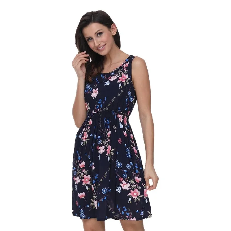 Instant Discount Women's Summer Casual Sleeveless O-Neck Dress With Print