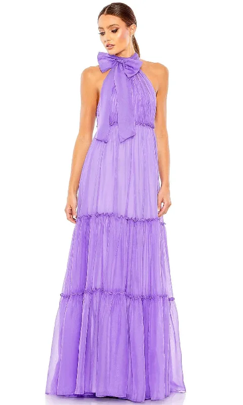 Year-End Sale Ieena Duggal 55848 - Bow Accent Halter Evening Gown
