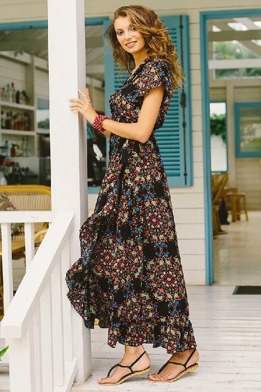 Can't Miss Claire Long Floral Summer Wrap Dress