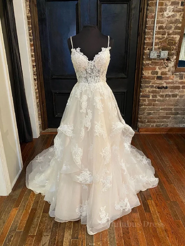 Discount Mania Champagne v neck tulle lace long Corset Prom dress, champagne lace evening dress outfit Discount Mania Champagne v neck tulle lace long Corset Prom dress, champagne lace evening dress outfit