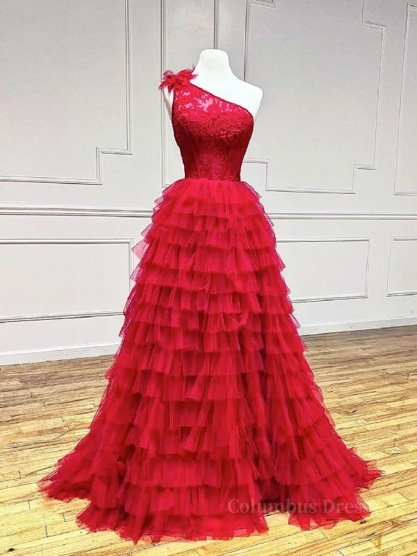 Price Drop One Shoulder A-Line Tulle Burgundy Long Corset Prom Dress, Burgundy Graduation Dress outfits Price Drop One Shoulder A-Line Tulle Burgundy Long Corset Prom Dress, Burgundy Graduation Dress outfits