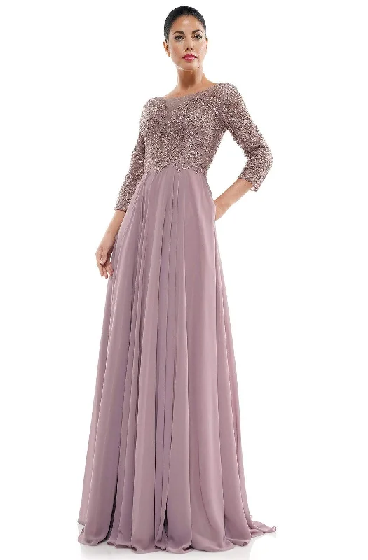 Customer Appreciation Sale Marsoni by Colors - MV1052 Embroidered Bateau Chiffon A-line Gown