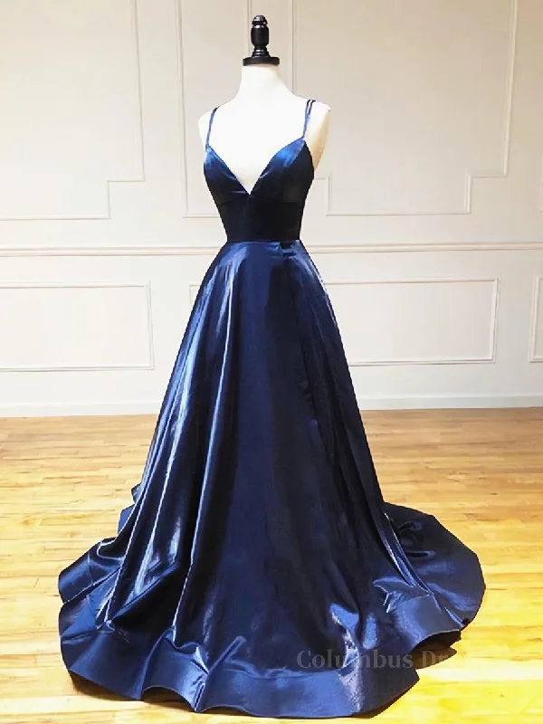 Limited Edition A Line V Neck Backless Navy Blue Corset Prom Dresses, Open Back Navy Blue Corset Formal Evening Dresses outfit Limited Edition A Line V Neck Backless Navy Blue Corset Prom Dresses, Open Back Navy Blue Corset Formal Evening Dresses outfit