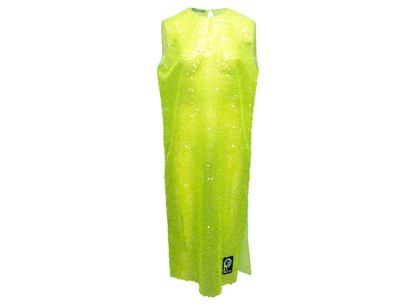 Exclusive Savings Neon Green Prada 2018 Sequined Shift Dress Size US M