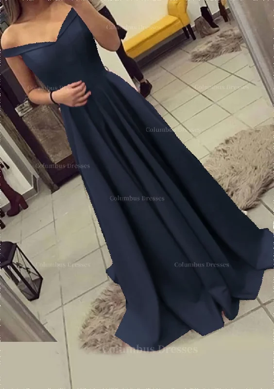Best Deals Charmeuse Prom Dress A-Line/Princess V-Neck Sweep Train