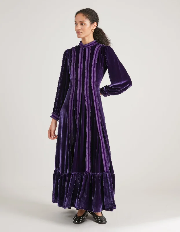 Price Reduction Gigi Deep Purple Velvet Maxi Dress