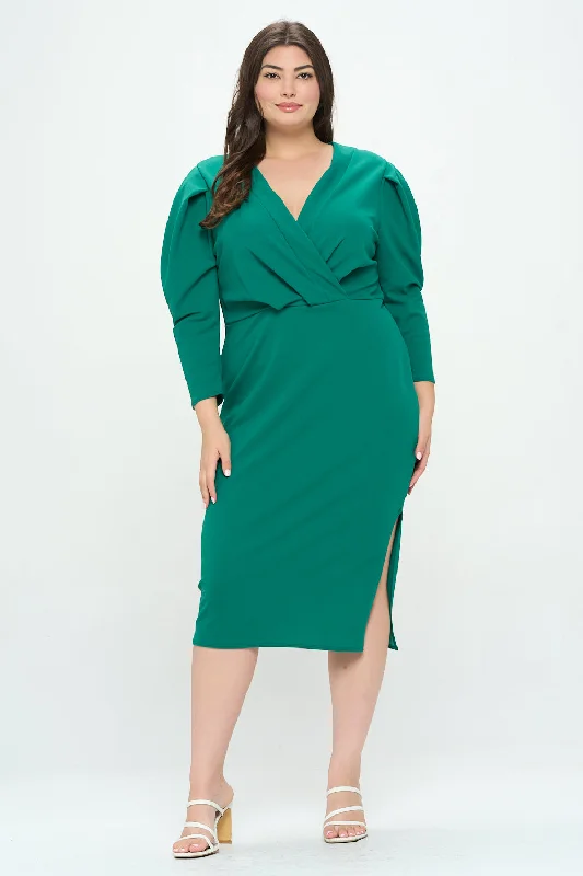 Members Only Boa Pleated Midi Dress
