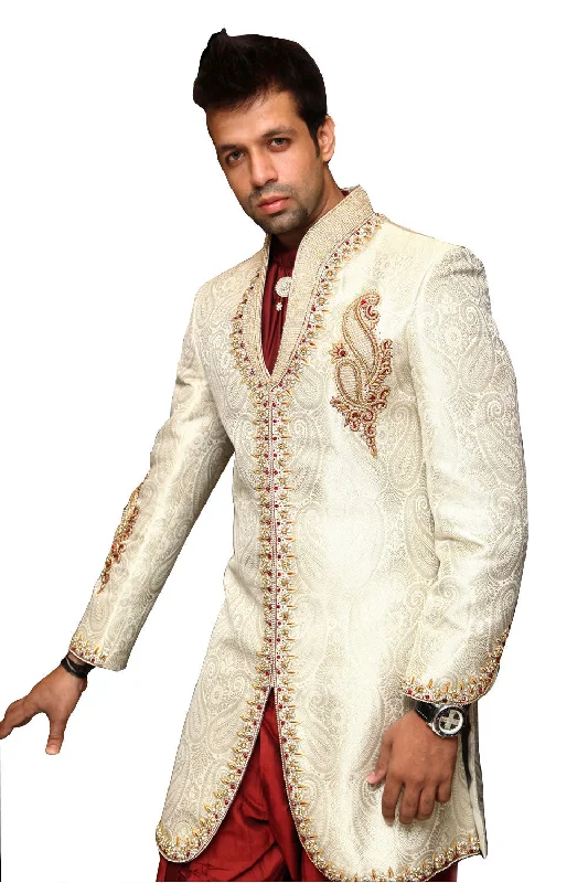 Amazing Deals Off White Trendy Indian Wedding Sherwani Kurta Pajama for Men