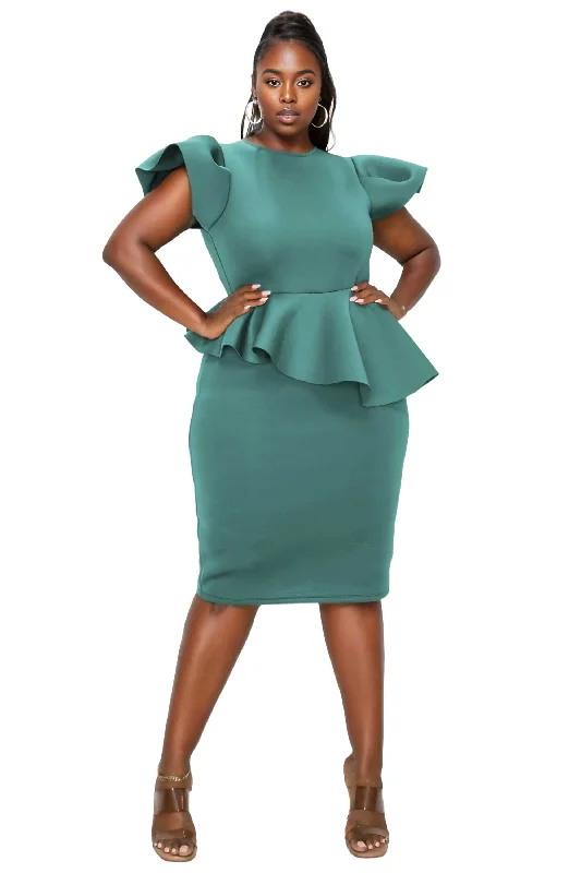 Last Chance Calista Neoprene Peplum Dress