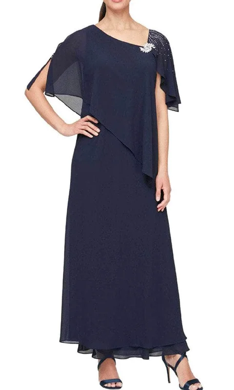 Big Discounts Alex Evenings - 8192003 Asymmetrical Caped Chiffon Dress