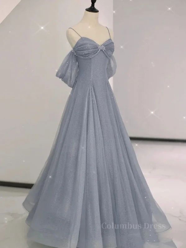 Fantastic Offers Gray A line tulle off shoulder Corset Prom dress, gray long evening dress outfit Fantastic Offers Gray A line tulle off shoulder Corset Prom dress, gray long evening dress outfit