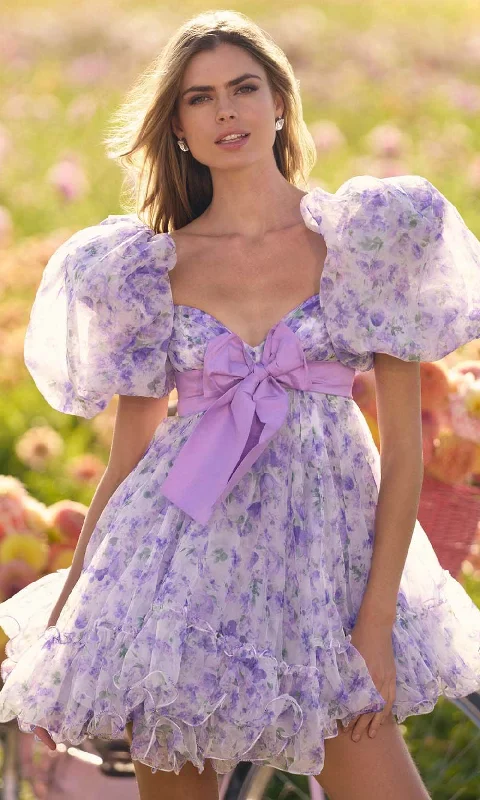 Hot Deal Sherri Hill 56383 - Floral Print Doll Dress
