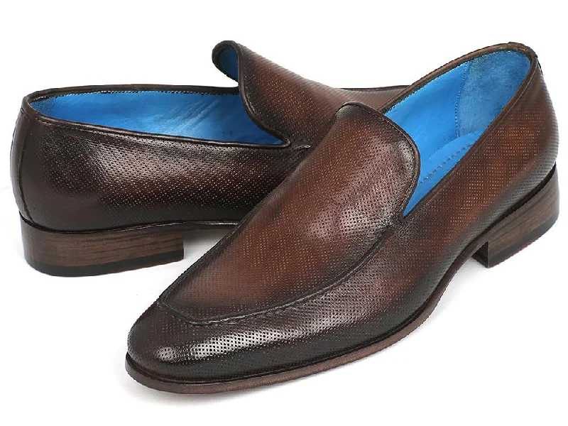 Super Sale Paul Parkman Perforated Leather Loafers Brown Shoes (ID#874-BRW)