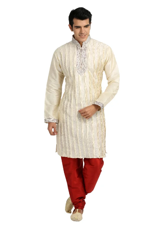 Midnight Sale Elegant Cream Kurta Sherwani - Indian Ethnic Wear for Men