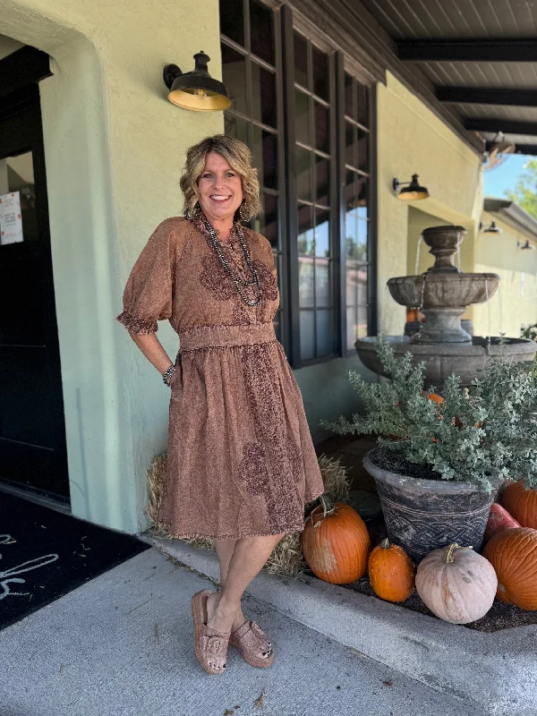 Savings Bonanza Ivy Jane Romona Midi Tie Dress by Sister Mary in Copper