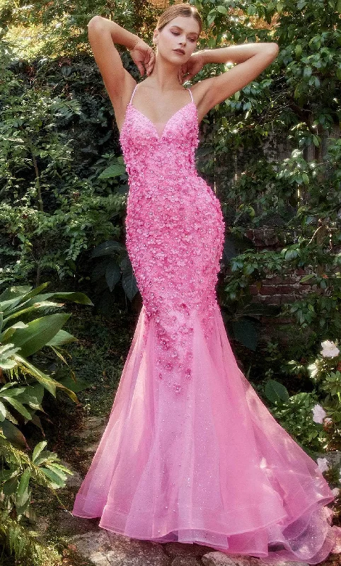 Super Sale Andrea and Leo A1201 - Floral Appliqued Lace-Up Prom Gown