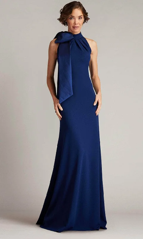 Buy Now Tadashi Shoji CY23521L - Sims Taffeta Shoulder Bow Halter Evening Gown