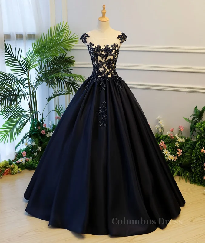 Season Finale Sale Black round neck satin long Corset Prom gown, black evening dress outfit Season Finale Sale Black round neck satin long Corset Prom gown, black evening dress outfit