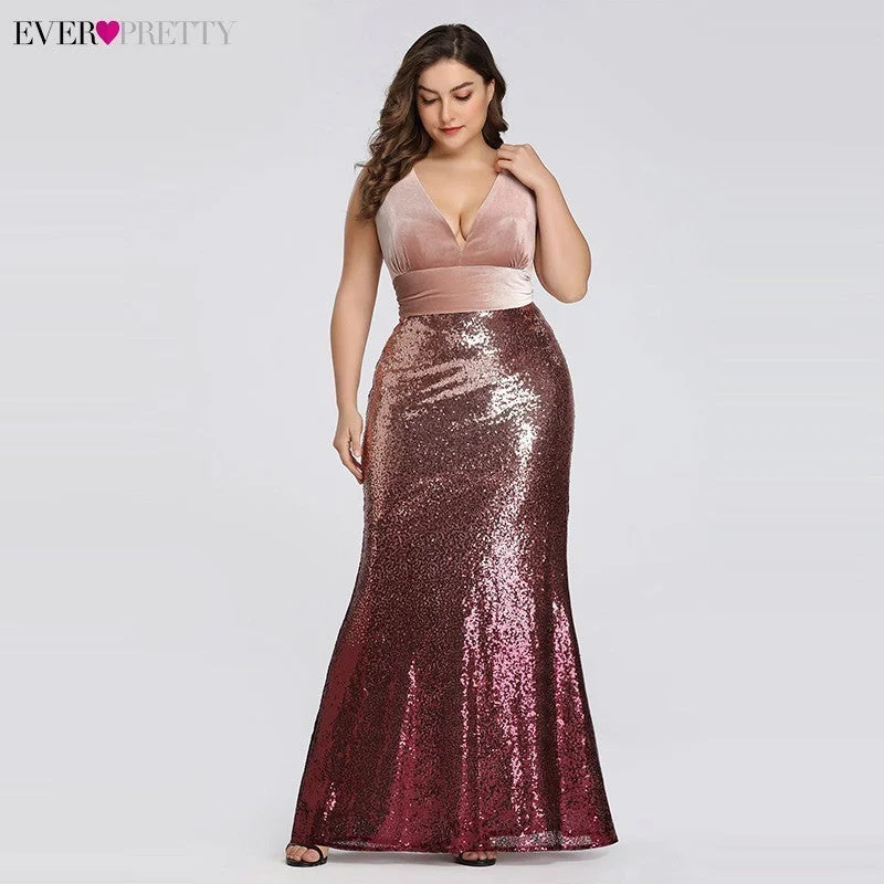Extra Savings Plus Size Evening Sexy V-Neck Sleeveless Dress