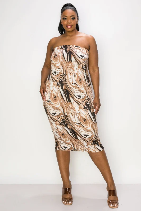 Price Buster Marble Print Sleeveless Midi Dress