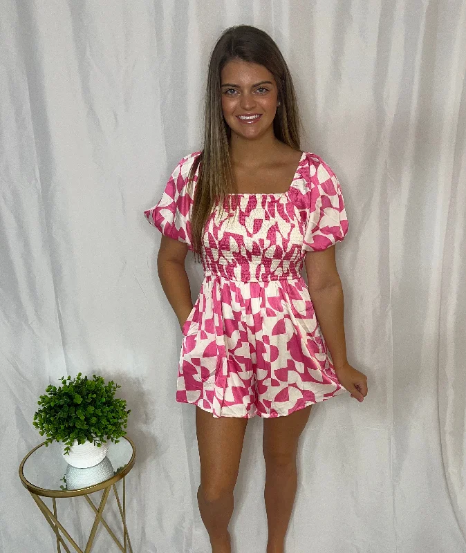 Final Clearance Pink and white romper with pockets