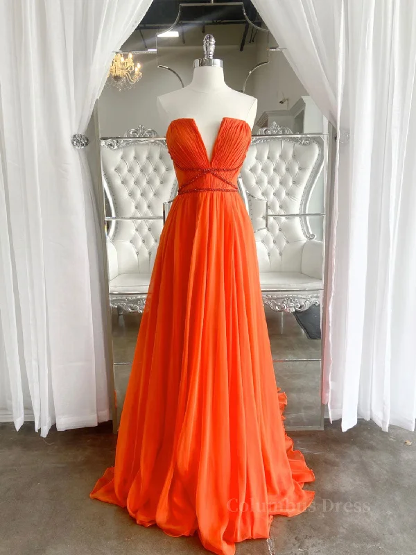 Final Markdown Orange Aline chiffon long Corset Prom dress, orange long evening dress outfit Final Markdown Orange Aline chiffon long Corset Prom dress, orange long evening dress outfit