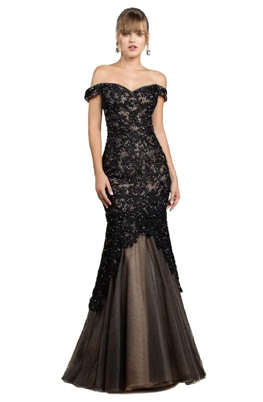 Best Bargains Ladivine A0401 - Lace Overlay Off Shoulder Mermaid Gown