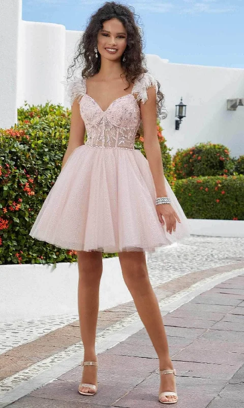 Best Seller Mori Lee 9594 - Feathered Sleeved Cocktail Dress