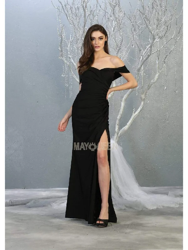 Price Cut May Queen - MQ1825 Off-Shoulder Ruched Sheath Dress