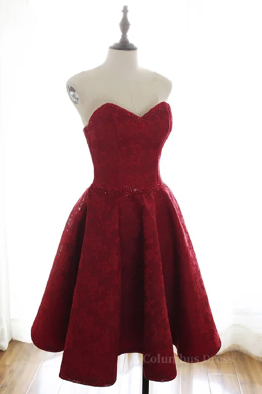 Act Now Strapless Backless Burgundy Lace Short Corset Prom Dress, Short Burgundy Lace Corset Homecoming Dress outfit Act Now Strapless Backless Burgundy Lace Short Corset Prom Dress, Short Burgundy Lace Corset Homecoming Dress outfit