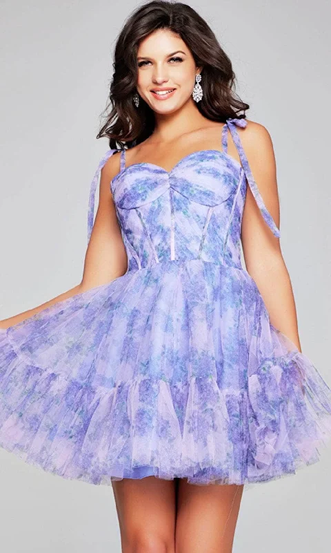 Stock Clearance Jovani 40431 - Printed Sleeveless Cocktail Dress