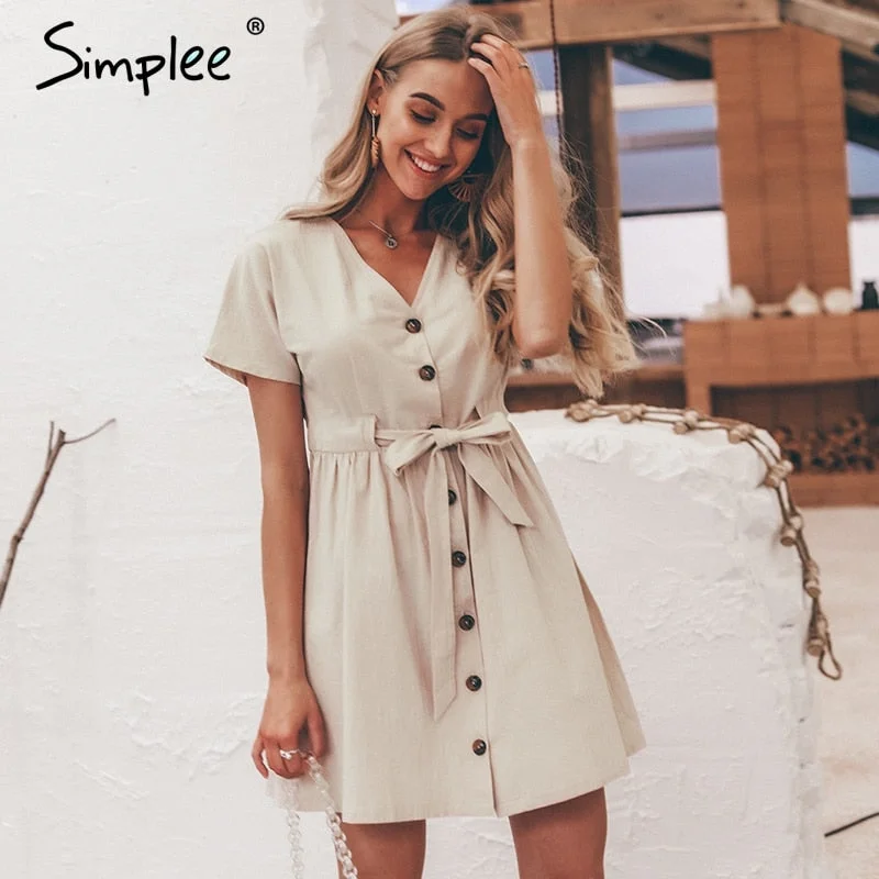 Today's Special Simplee Vintage button women dress