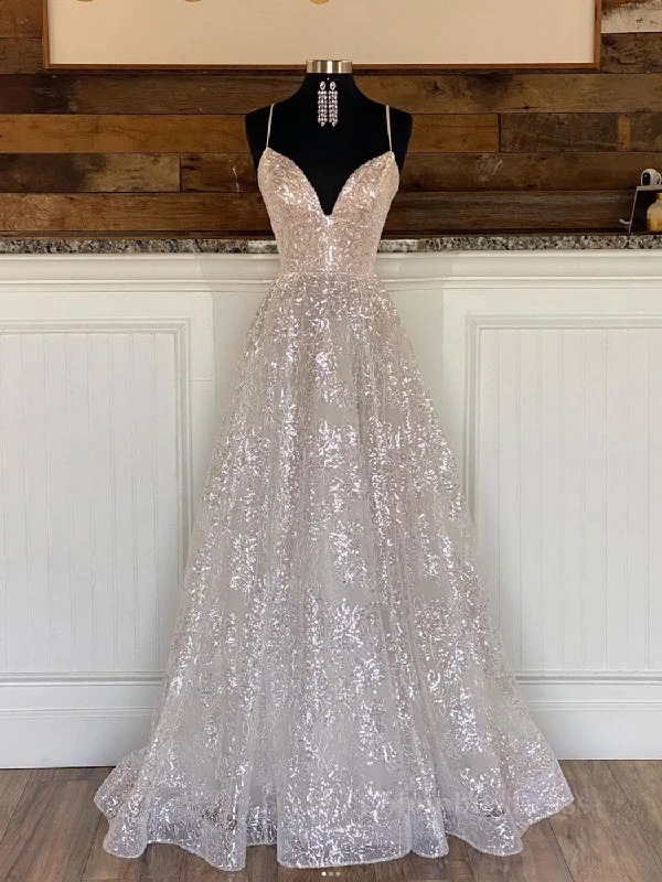 Super Bargain A line sequin long Corset Prom dress, Champagne sequin evening dress outfit Super Bargain A line sequin long Corset Prom dress, Champagne sequin evening dress outfit