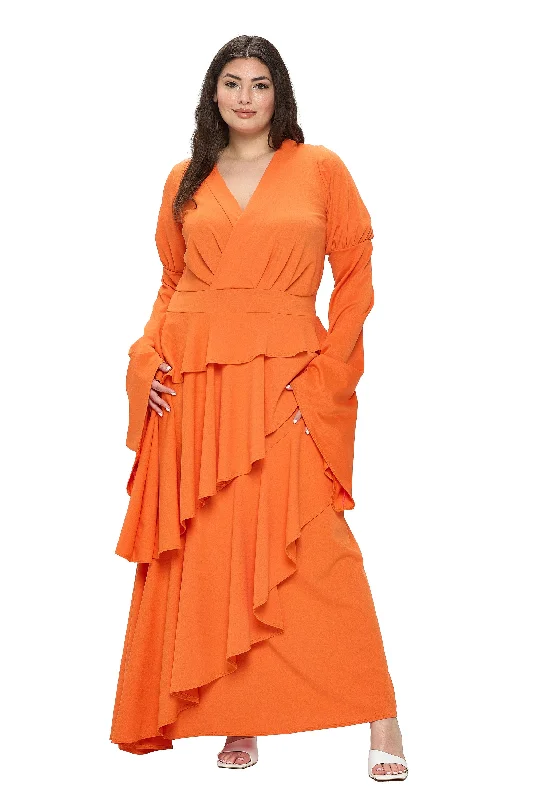 Massive Deals Zeta Ruffled Ribbon Sleeve Dress