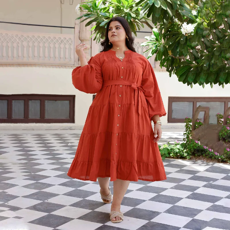 Limited Time Burnt Amburn Cotton Dress