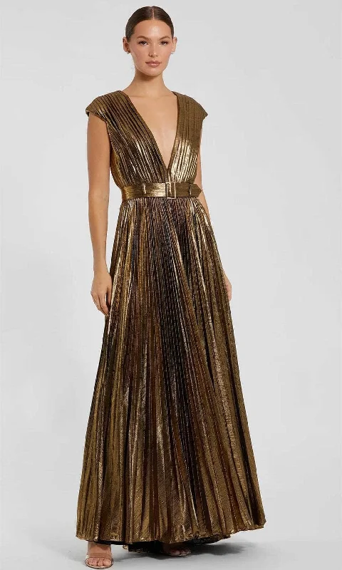 Deep Discounts Ieena Duggal 27215 - Pleated Bodice Metallic Evening Dress